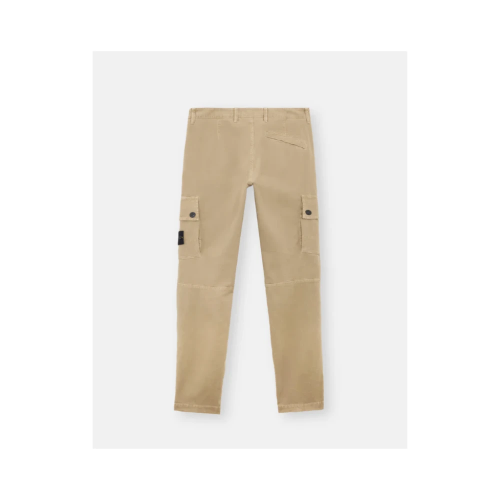 Stone Island Slim Fit Cargo Broek van Stretchkatoen Beige Heren
