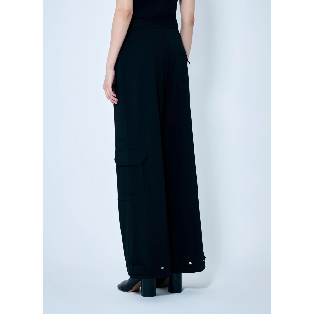 Ganni Cargo Broek in Vloeiende Weefsel Black Dames