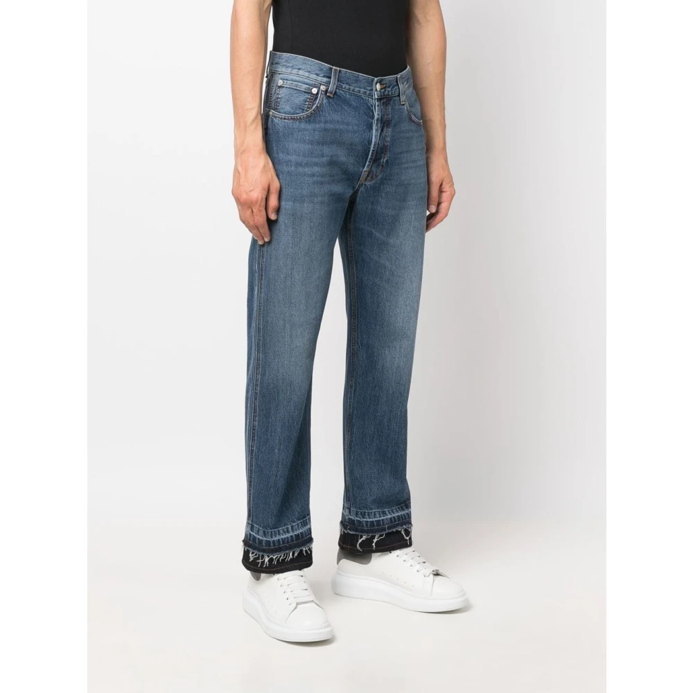 alexander mcqueen Blauwe Whiskered Cropped Jeans Blue Heren