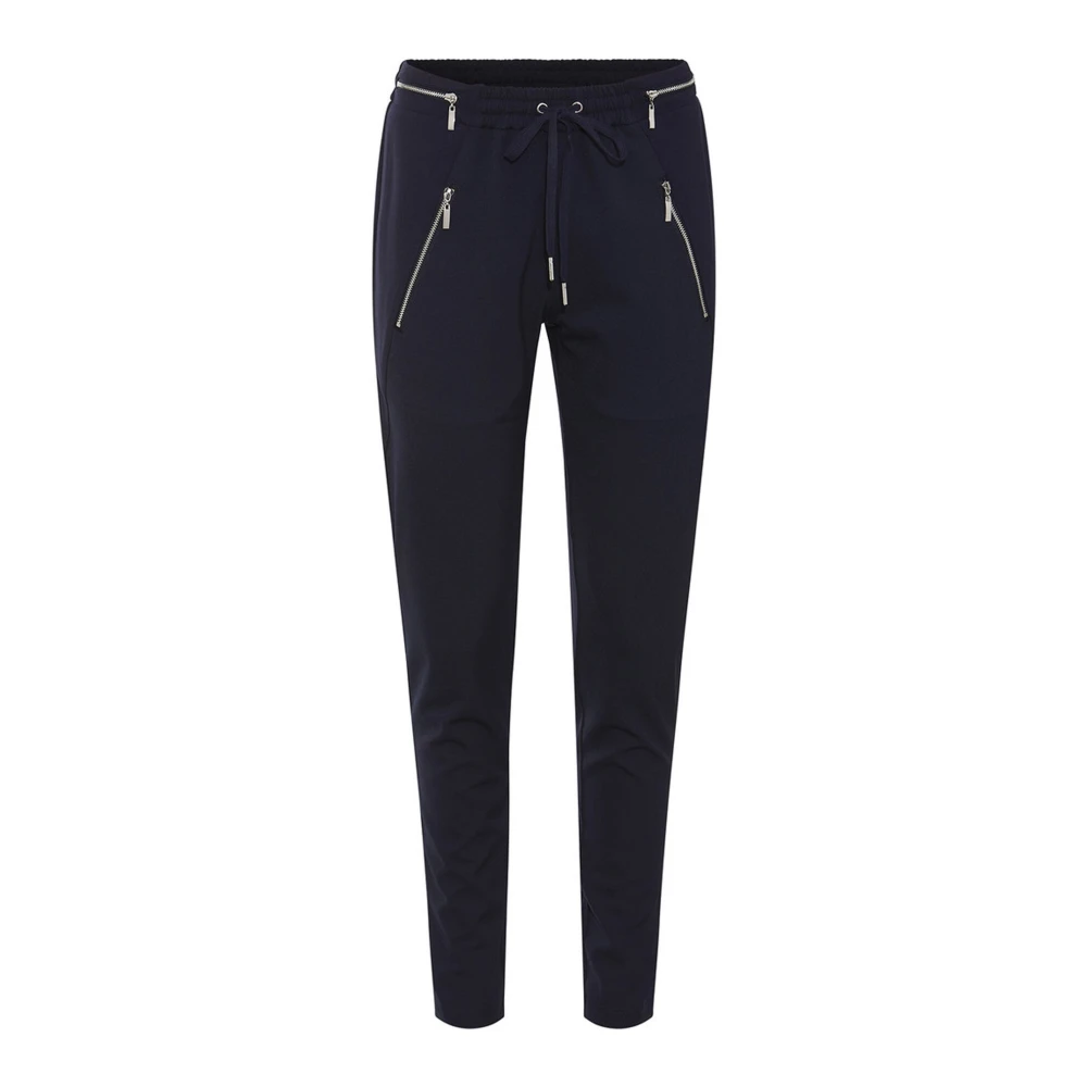 RUE de Femme Casual zilveren broek met ritsdetails Blue Dames