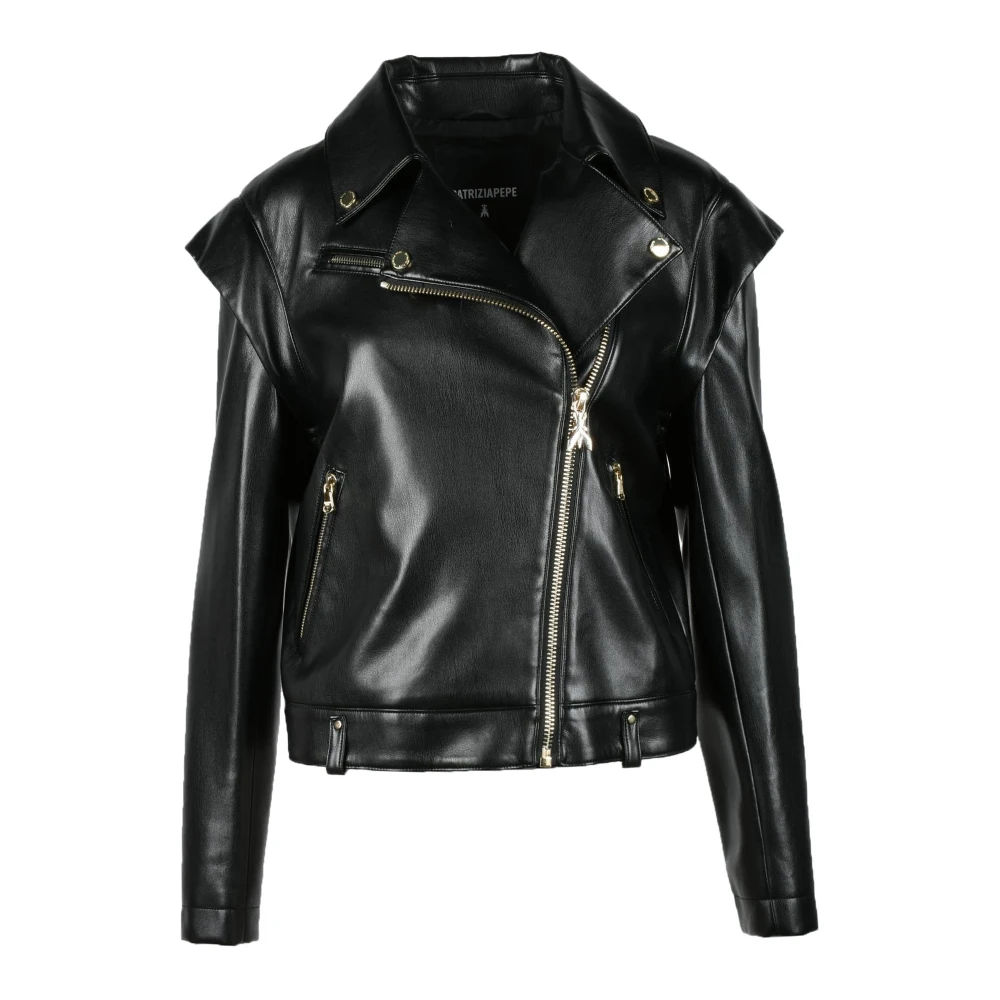 PATRIZIA PEPE Stijlvolle buitenkleding van polyurethaan Black Dames