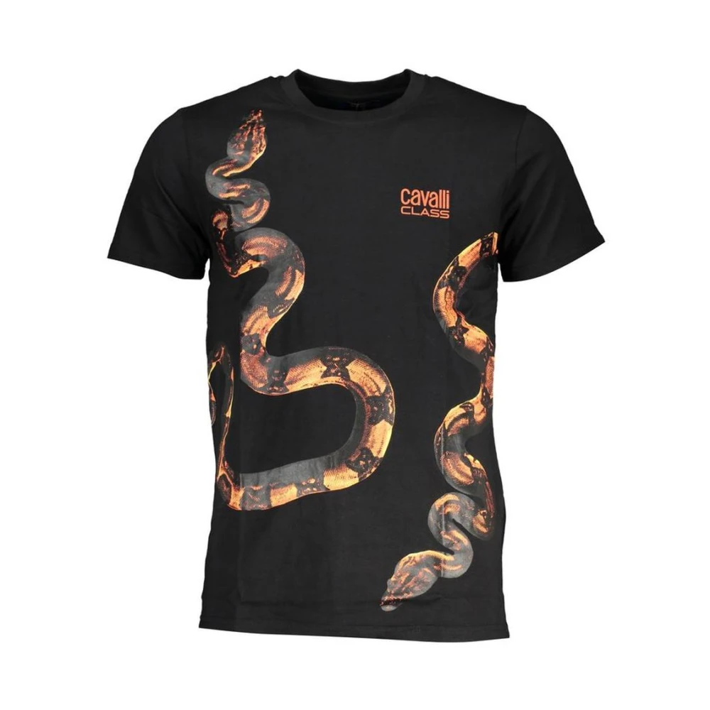 Cavalli Class Men's Black Cotton Logo Print T-Shirt