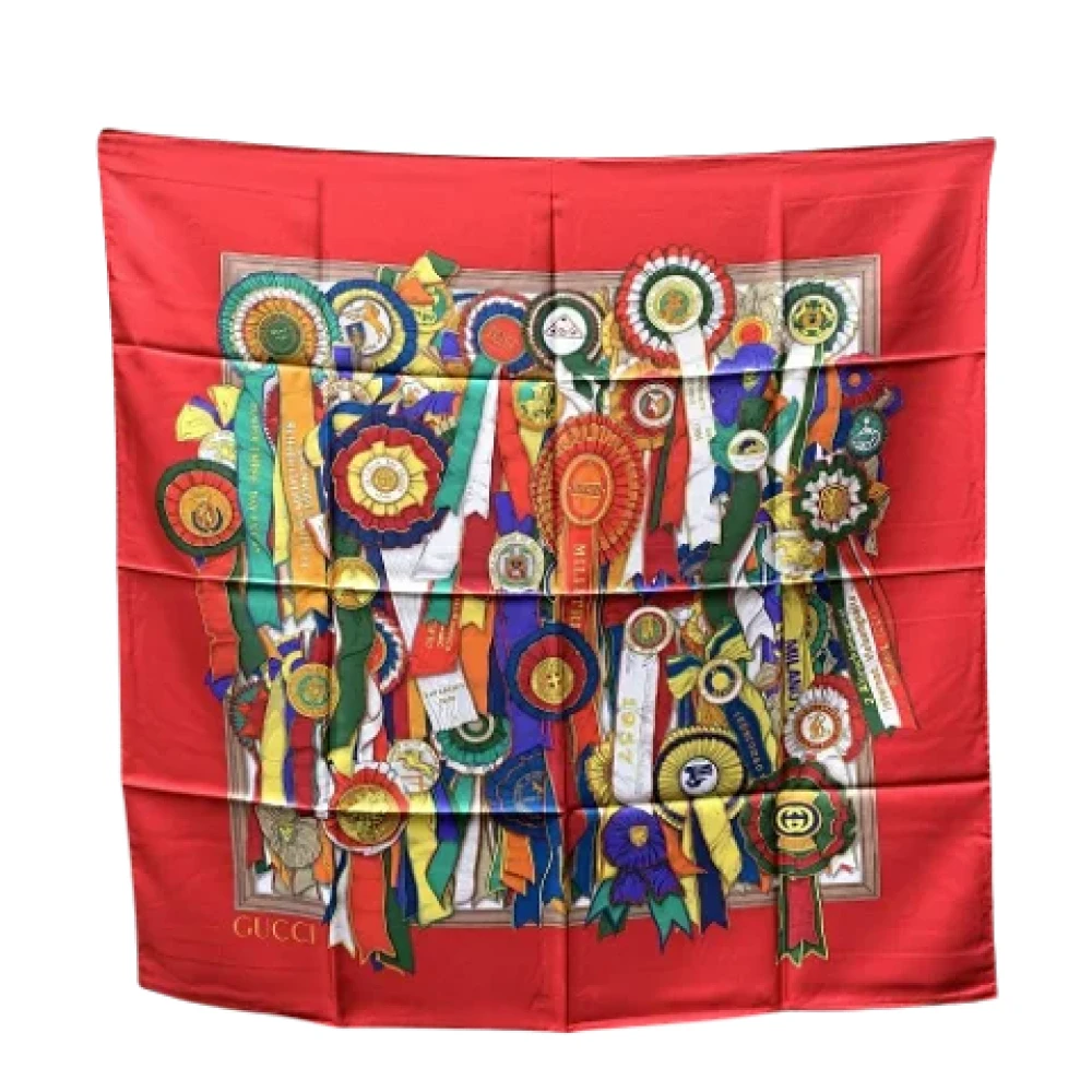Gucci Vintage Pre-owned Silk scarves Red Dames