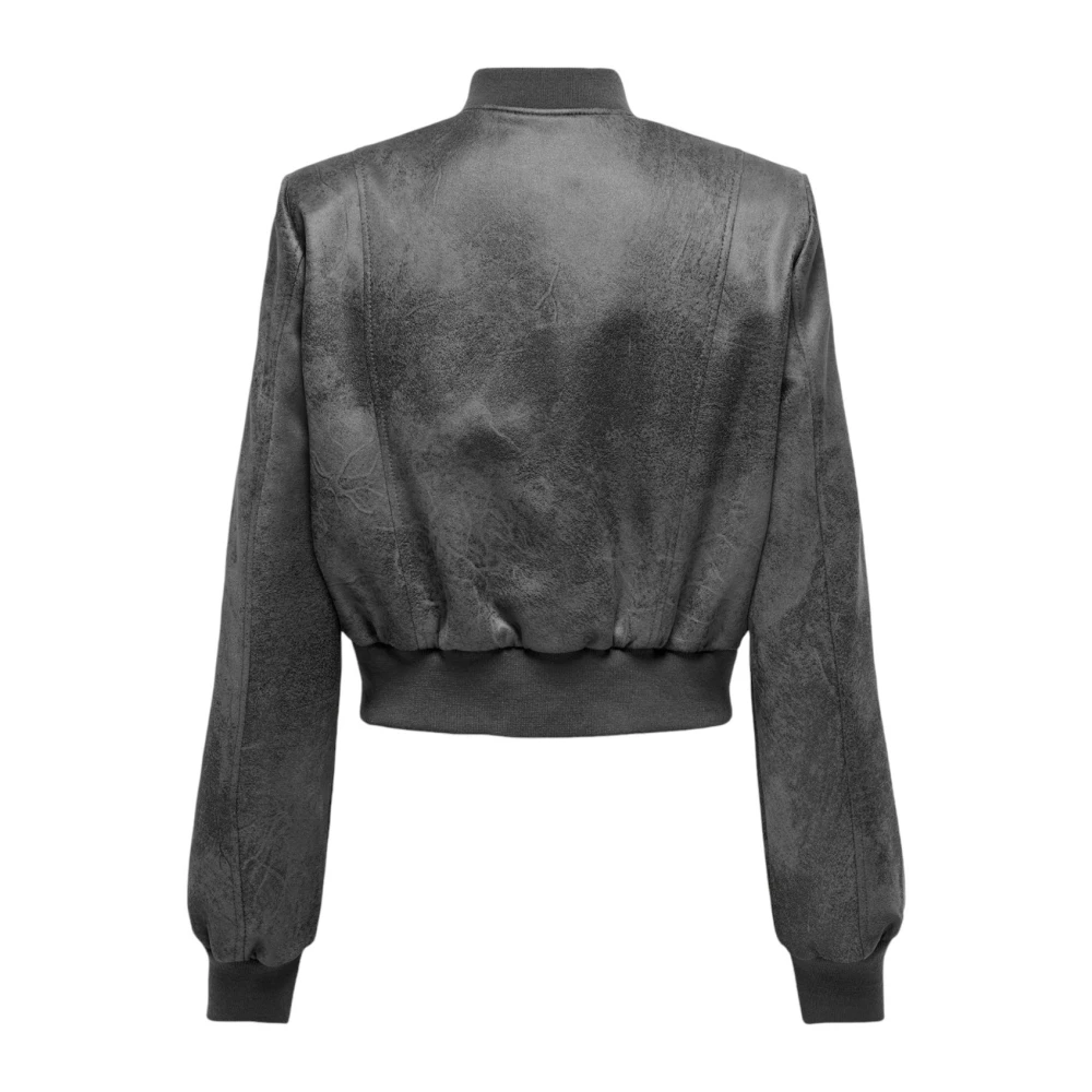 Only Grijze Faux Leren Jas met Zakken Gray Dames