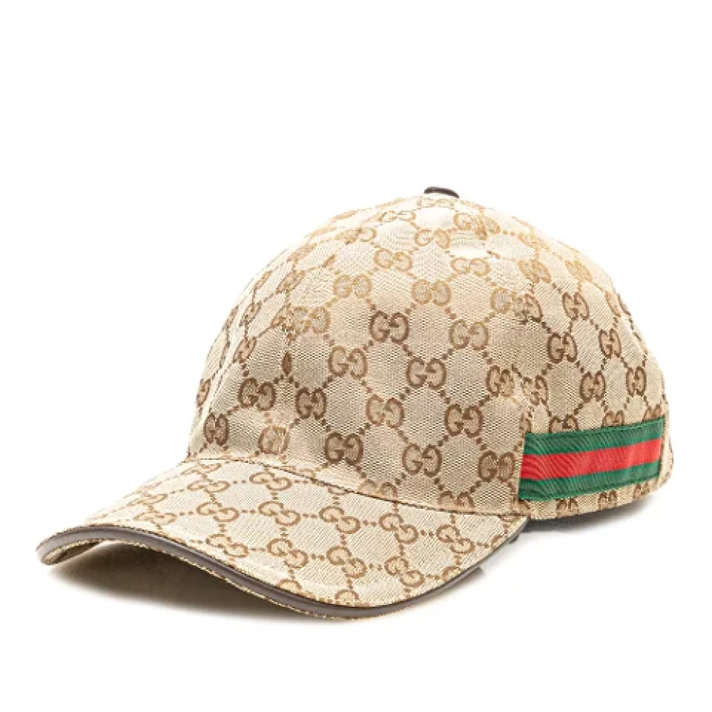 Gucci Vintage Pre-owned Canvas hats Beige Dames