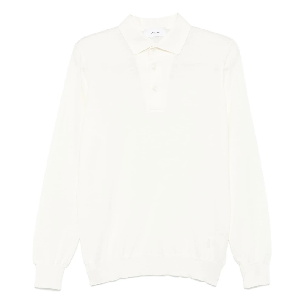 Lardini Wollen Polo Shirt Gebreid Regular Fit White Heren