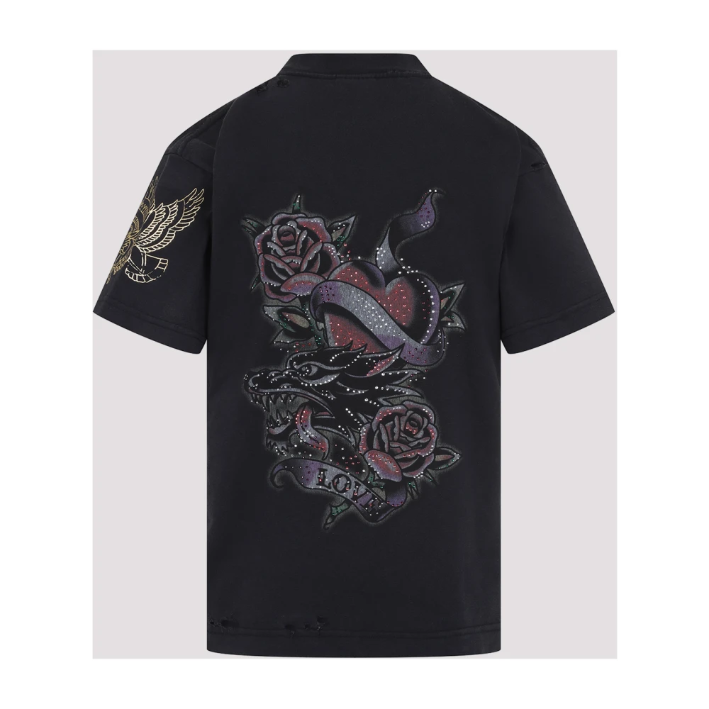 Balenciaga Faded Washed Black T-Shirt Black Dames