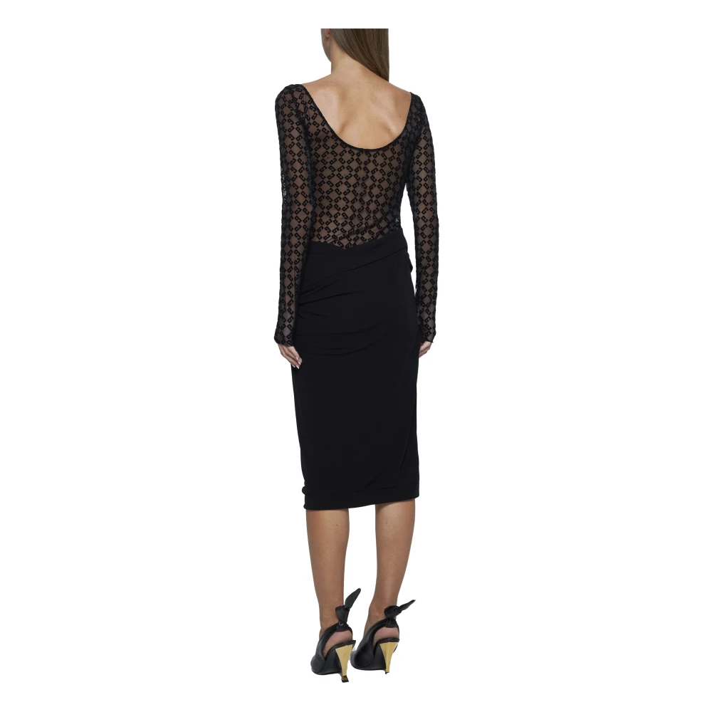 Givenchy Jurk met lange mouwen en gedrapeerd effect Black Dames