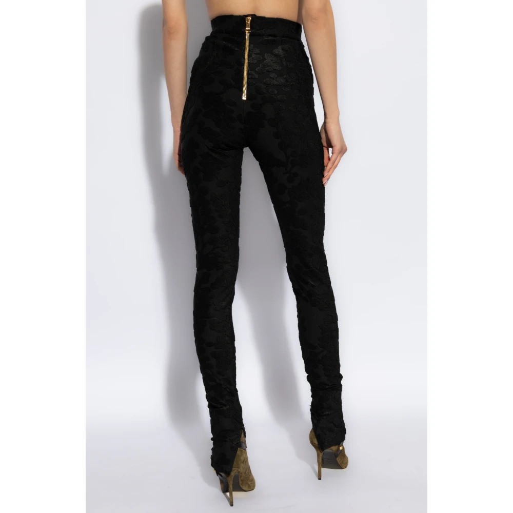 Balmain Leggings met verborgen ritsen aan de zoom Black Dames