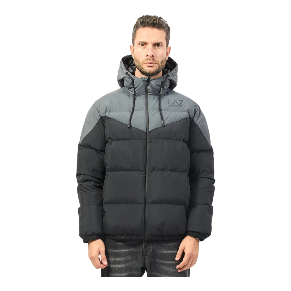 Emporio Armani Zwarte Bomberjack met Capuchon Black Heren