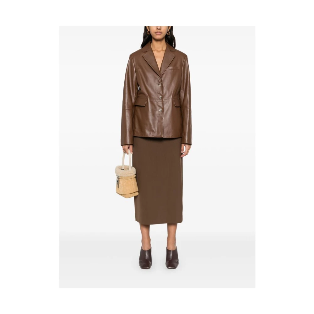 Loulou Studio Chocoladebruine rok met achterwaartse split Brown Dames