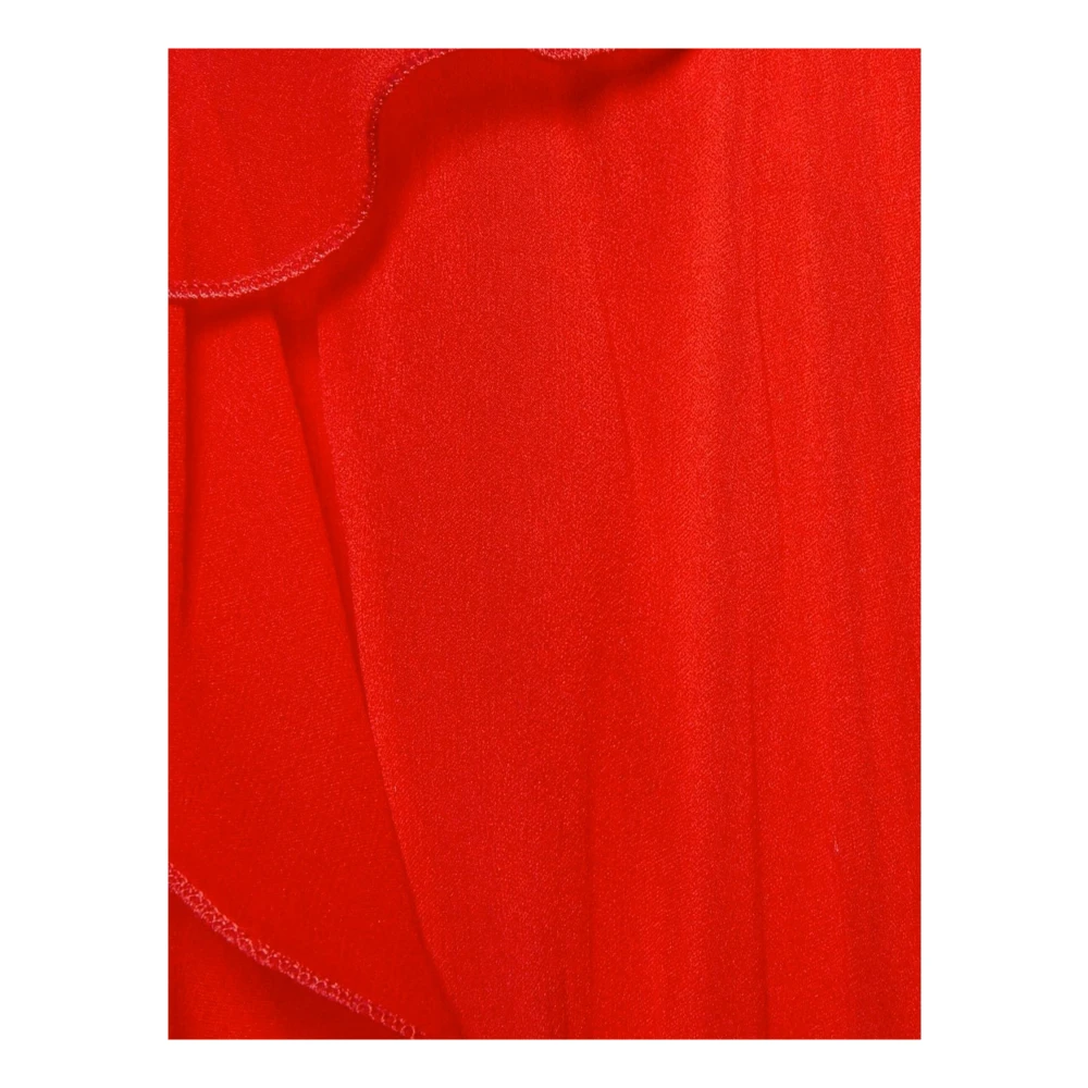 Gucci Zijden Midi Jurk met Gerimpelde Details Red Dames