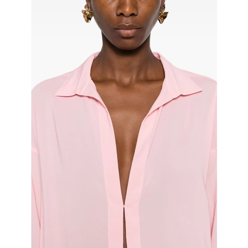Philosophy di Lorenzo Serafini Rosa V-Hals Crepe Shirt Pink Dames