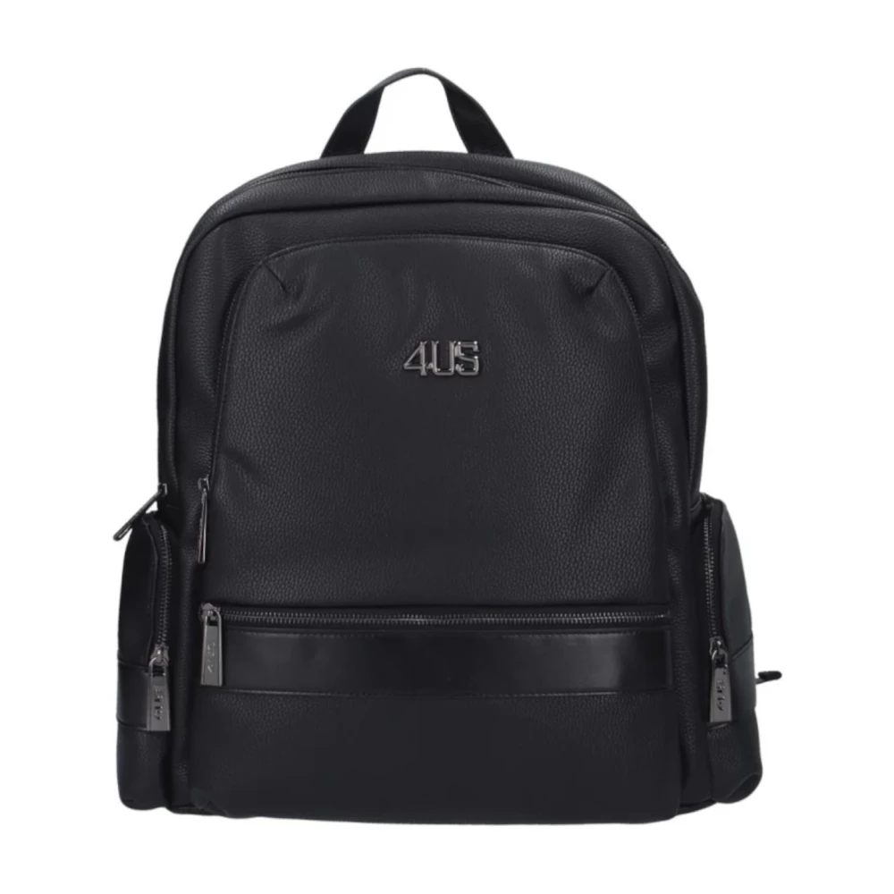 Paciotti Heren Zwarte Rugzak met Zilveren Logo Black Heren