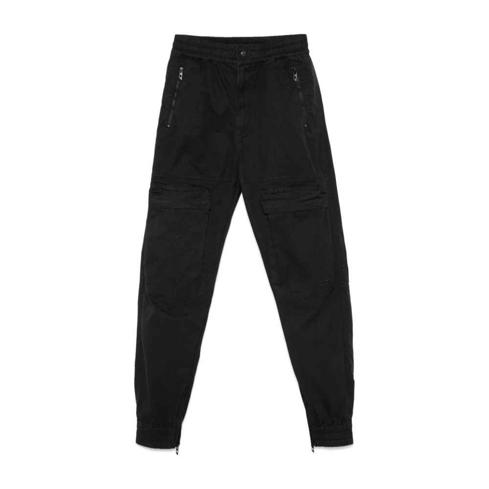 Diesel Zwarte Cargo Broek met Elastische Tailleband Black Dames