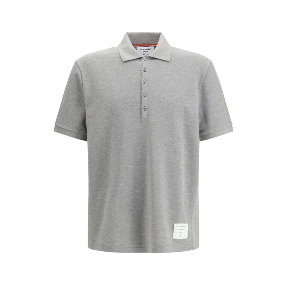 Thom Browne Men's Gray Polo Shirts, Xl, Cotton Polo Jumper