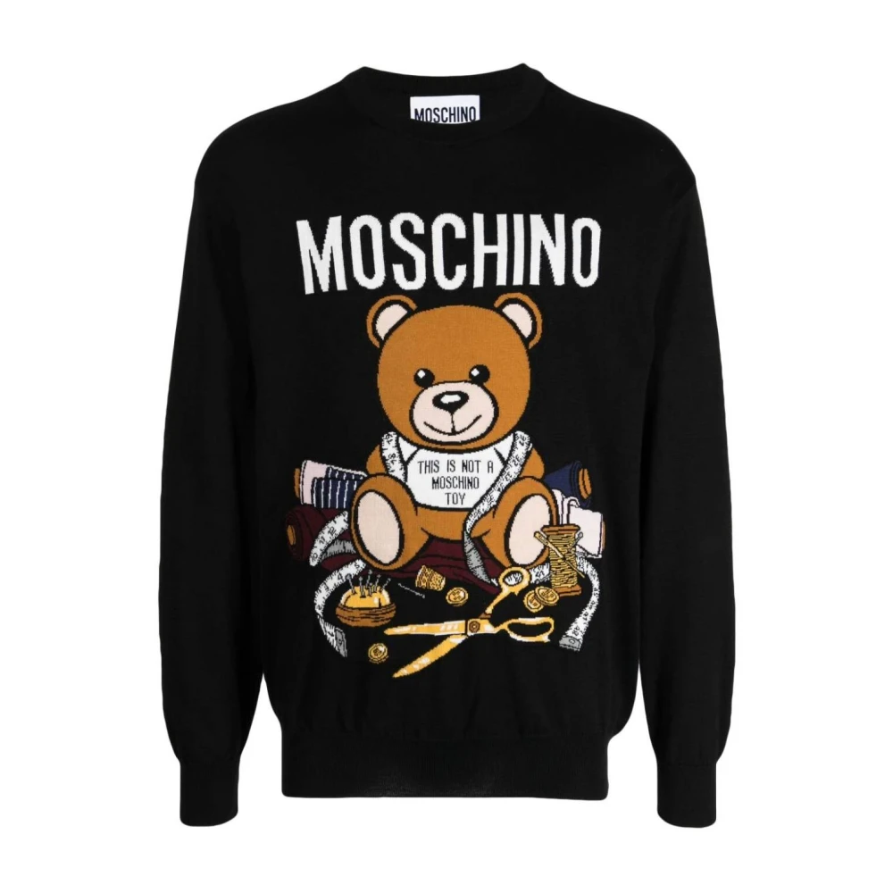 Moschino Teddy Bear Logo Zwarte Trui Black Heren