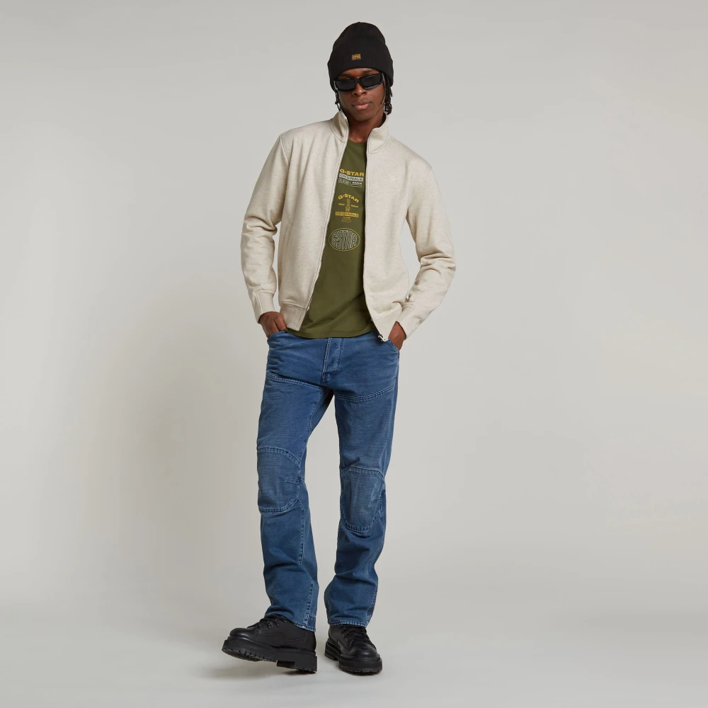 G-Star Sweater met ritssluiting en ribmouwen White Heren