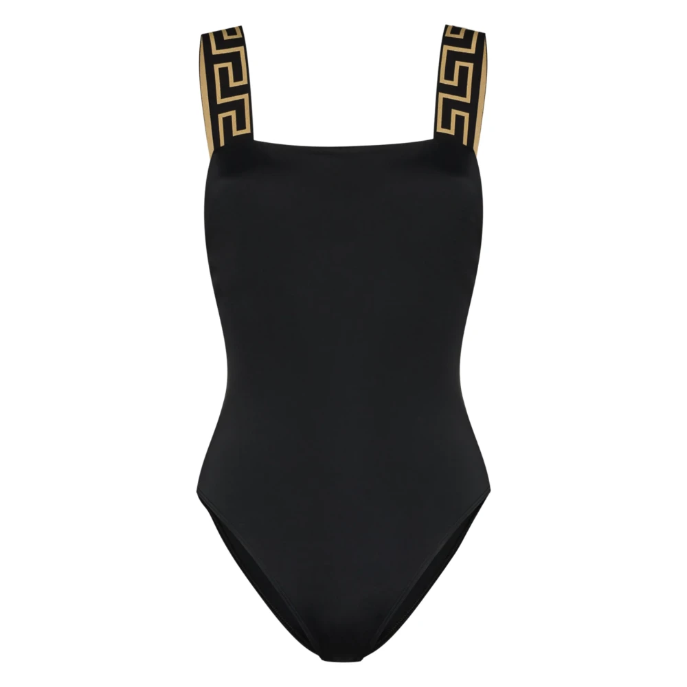 Versace Greca Border Badpak met Square Neck Black Dames