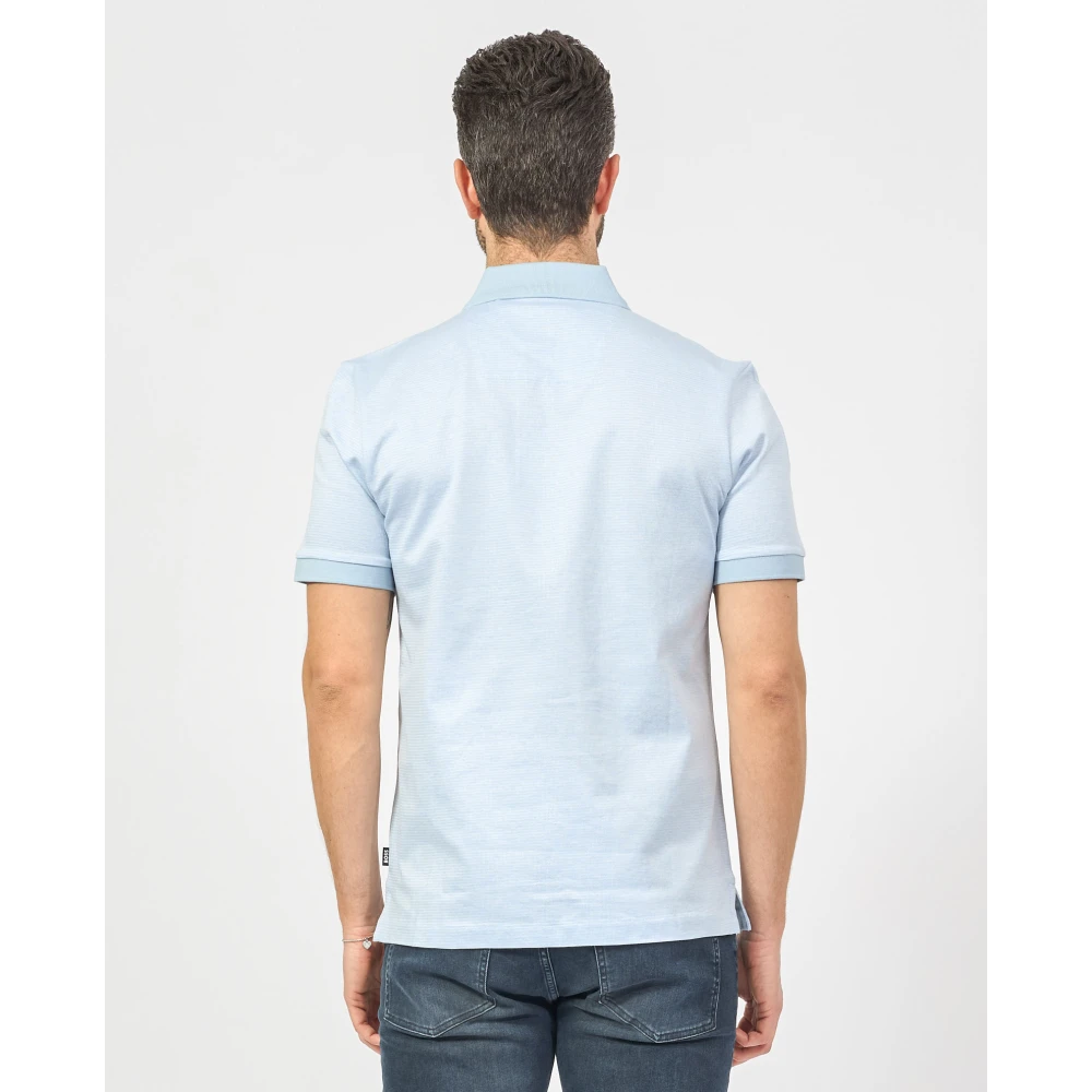 Hugo Boss Blauw Polo Shirt met Driekleurig Patroon Blue Heren