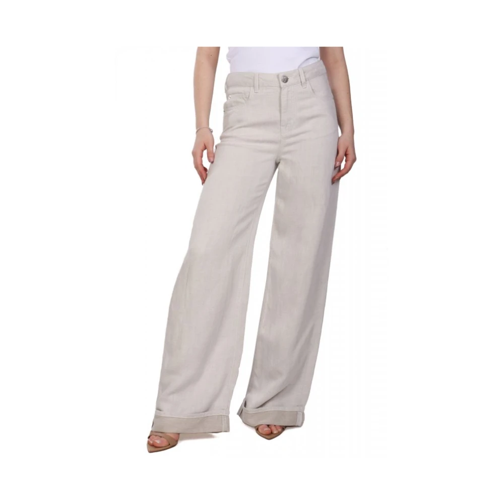 Emporio Armani Vrouw Grijs Linnenmix Wide-Leg Jeans