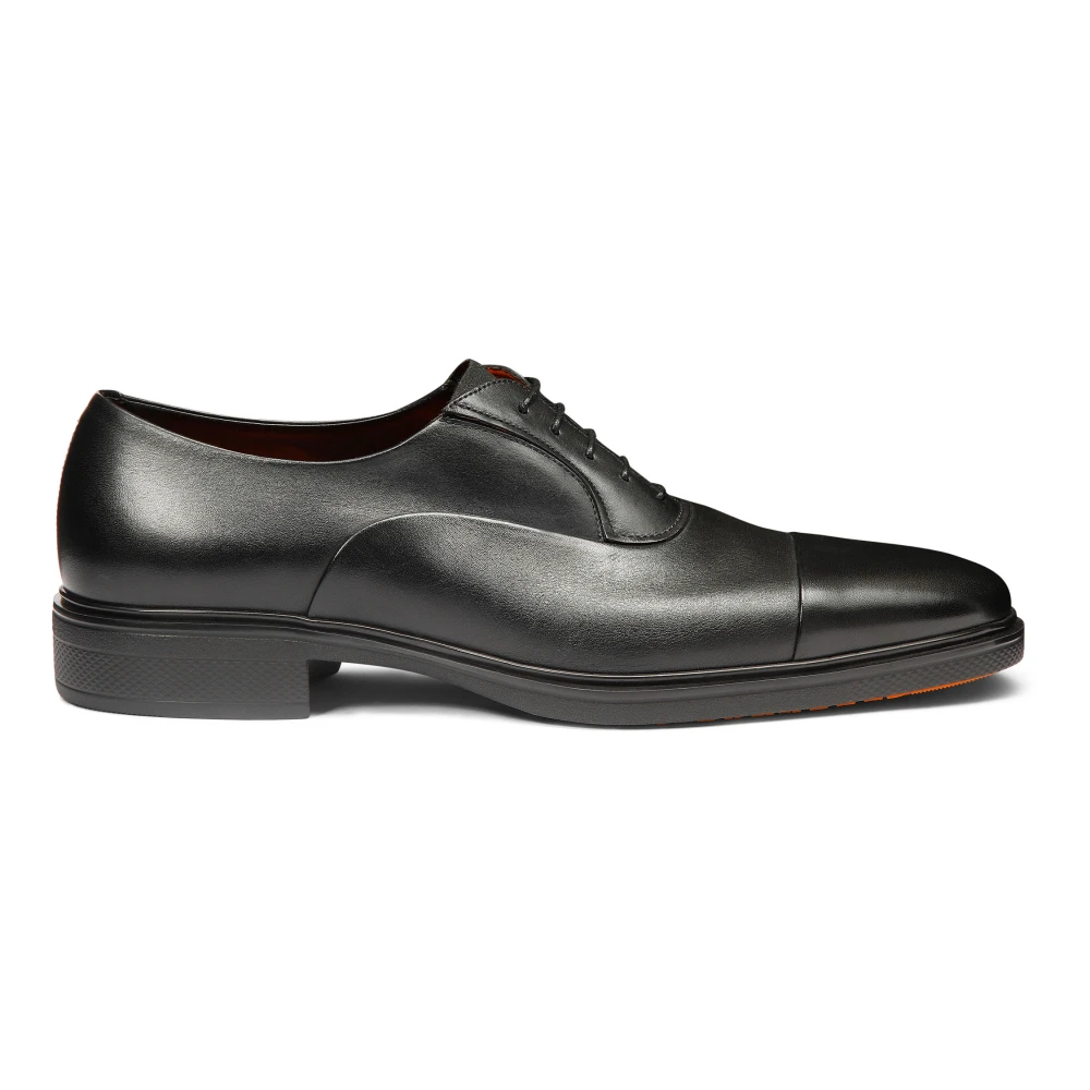 Santoni Men's Black Dress Shoes, 10 Uk, Leather Easy-On Oxford Shoes