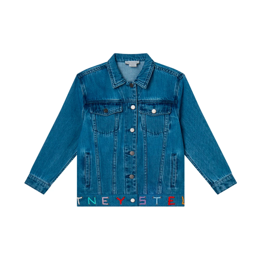 Stella Mccartney Girls Blue Light Jackets, 8 Y, Button-Front Denim Jacket