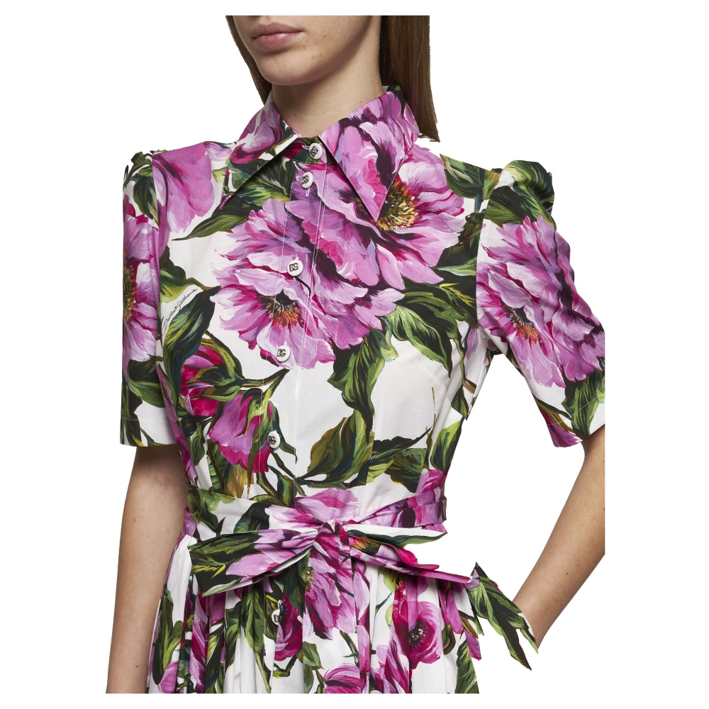 Dolce & Gabbana Peony Print Overhemdjurk Multicolor Dames