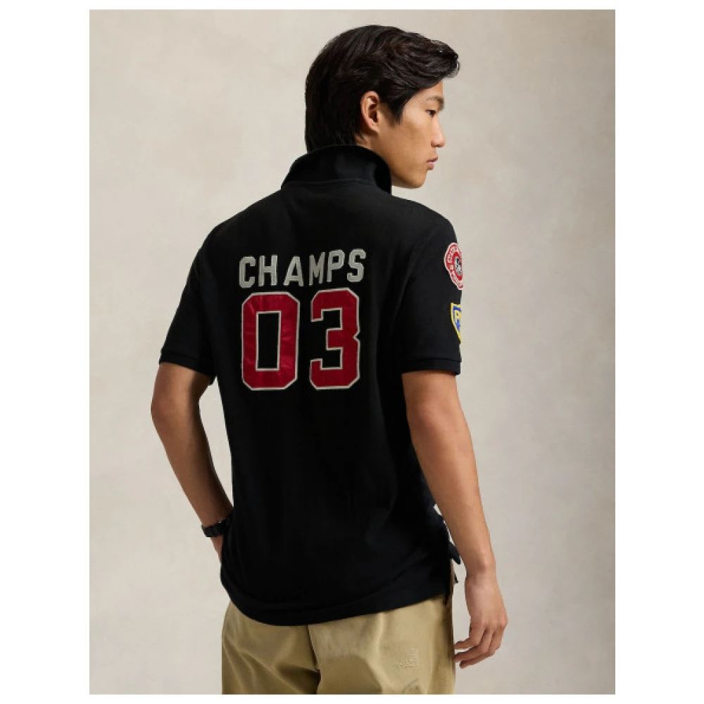 Polo Ralph Lauren Iconisch Gepatchte Basketbalstijl Shirt Black Heren