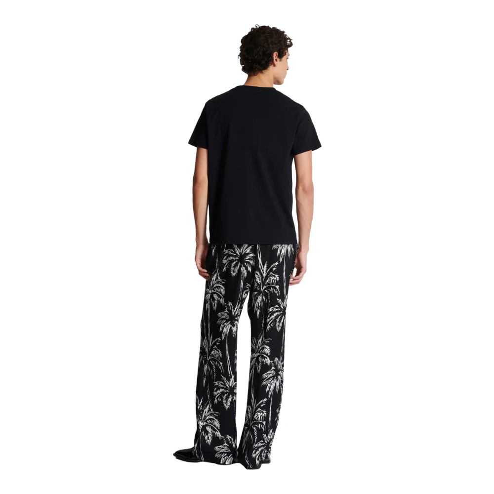 Balmain T-shirt met palmboom handtekeningprint Black Heren