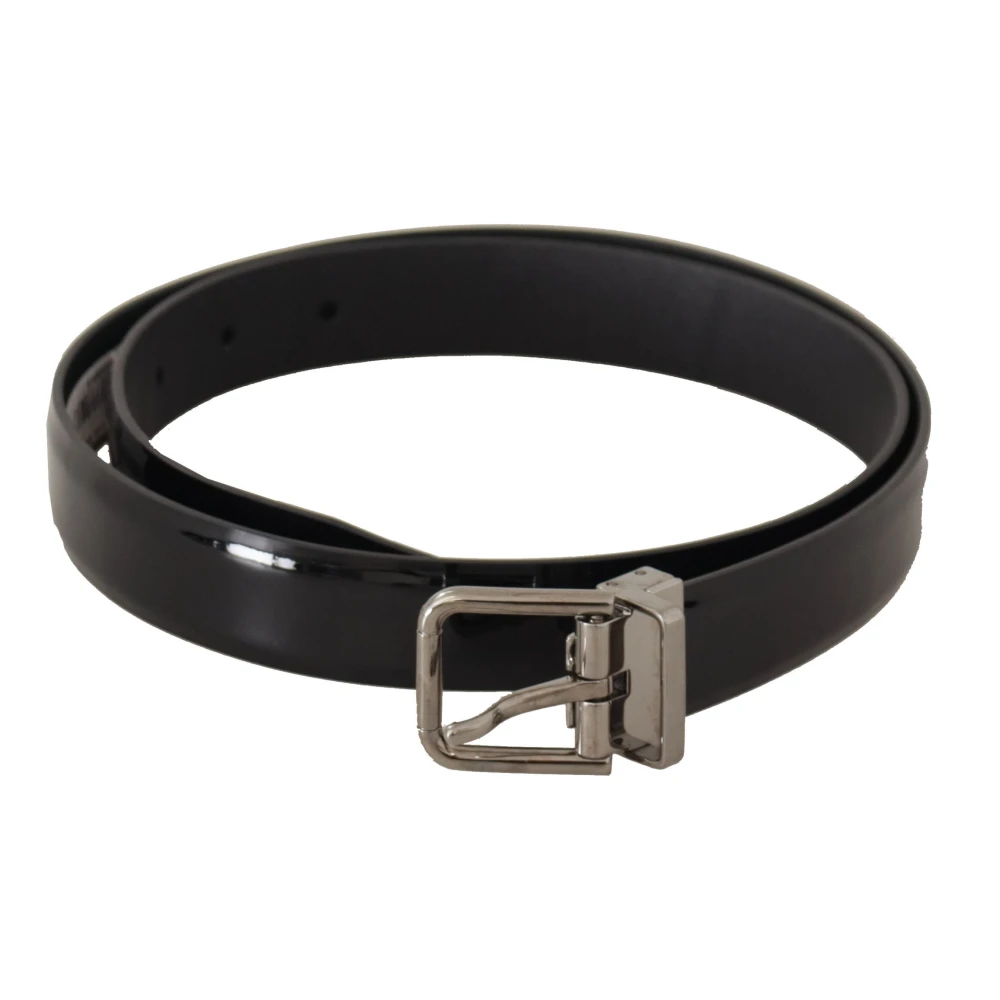 Dolce & Gabbana Elegante zwarte leren riem met metalen gesp Black Heren