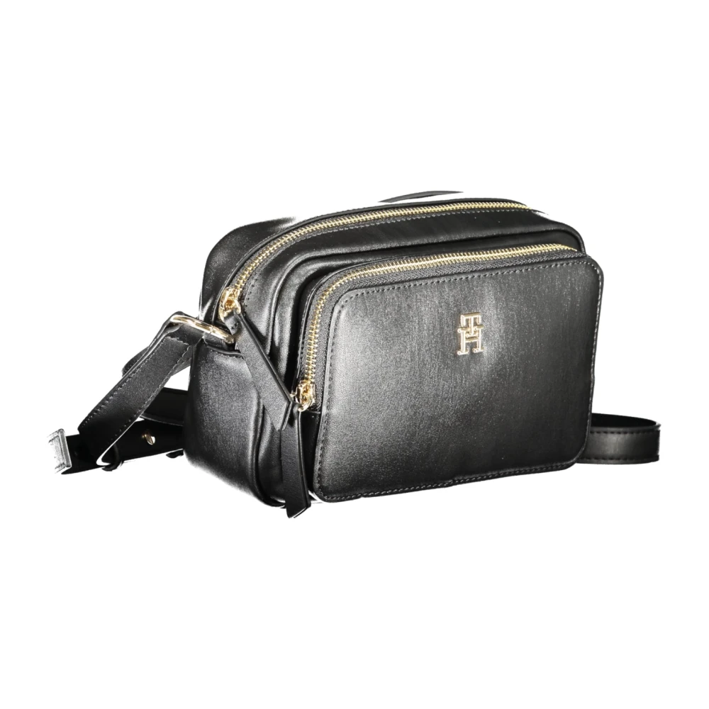 Tommy Hilfiger Zwarte Schoudertas met Ritssluiting Black Dames