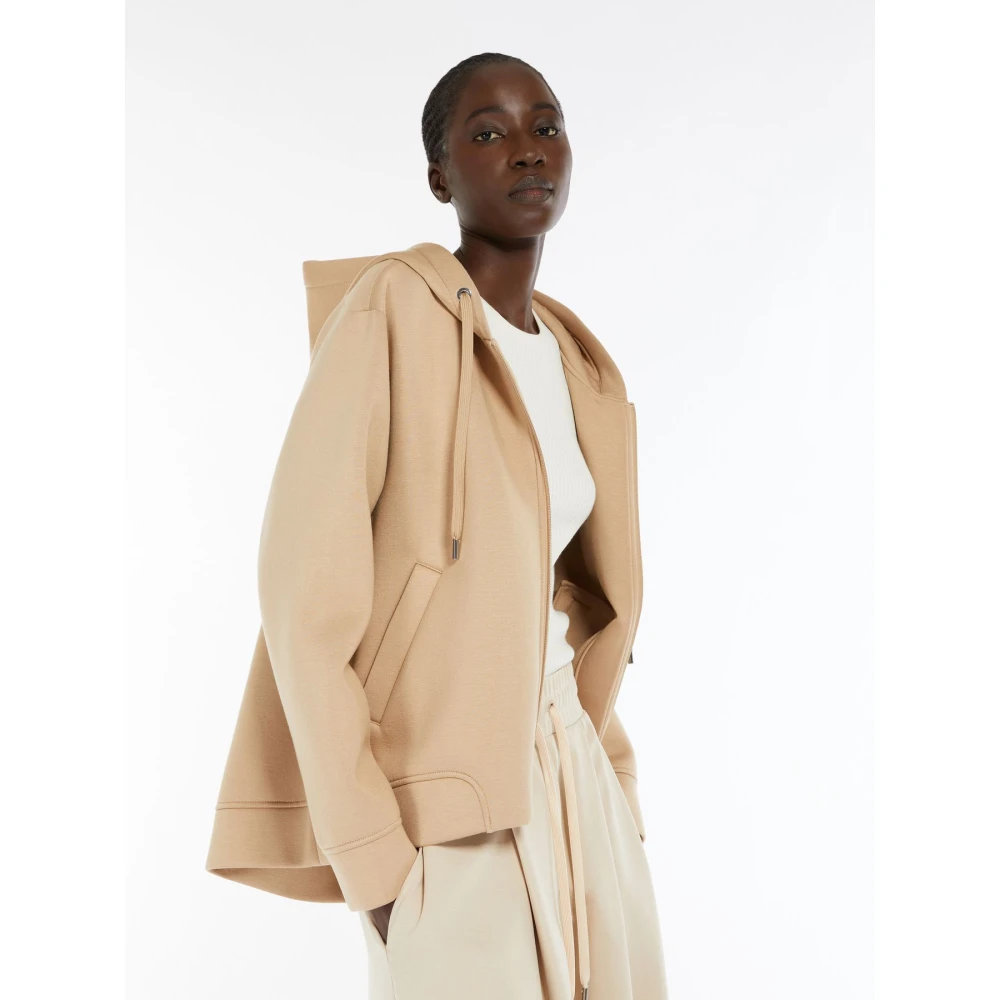 Max Mara Weekend Oversized Hoodie in Zacht Jersey Beige Dames