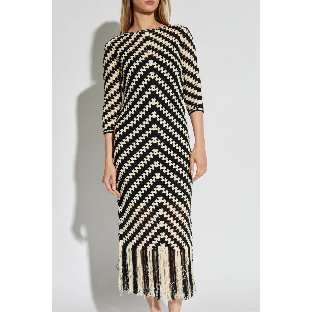 Zimmermann Gehaakte jurk met franjes Black Dames