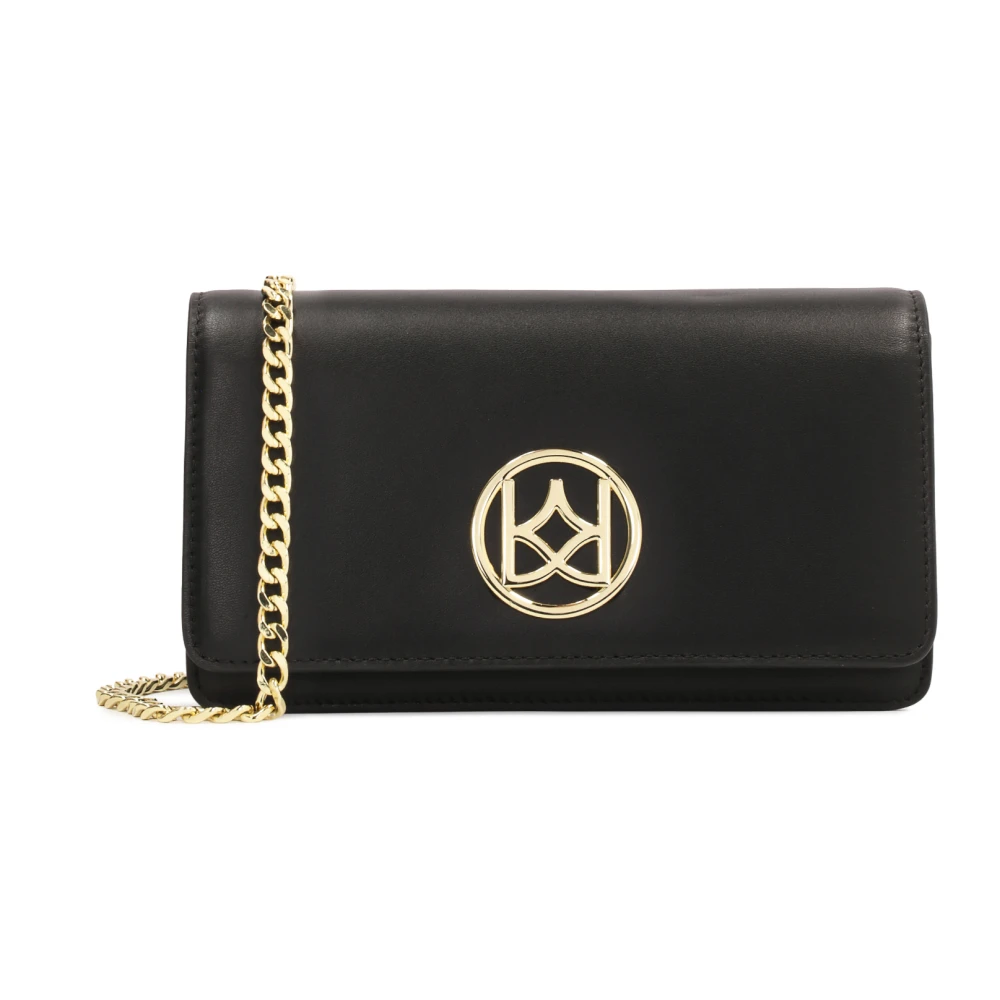 Kazar Kleine zwarte messenger tas gemaakt van graanleer Black Dames