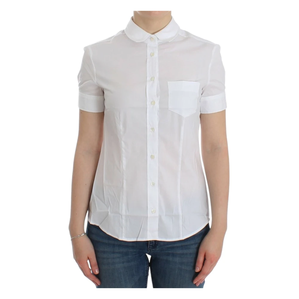 John Galliano Women's White Shortsleeve Blouse Shirt