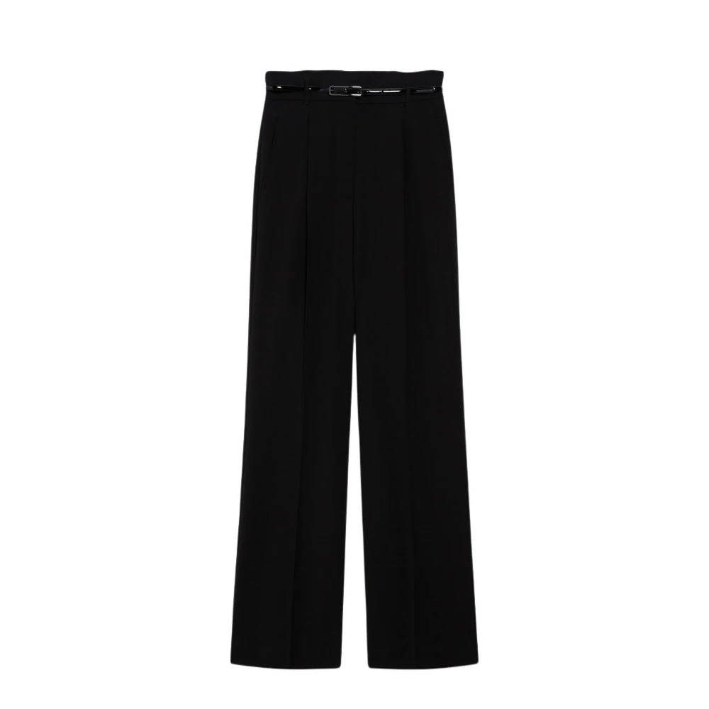 Max Mara Studio Marusca Wol Hoge Taille Broek Black Dames
