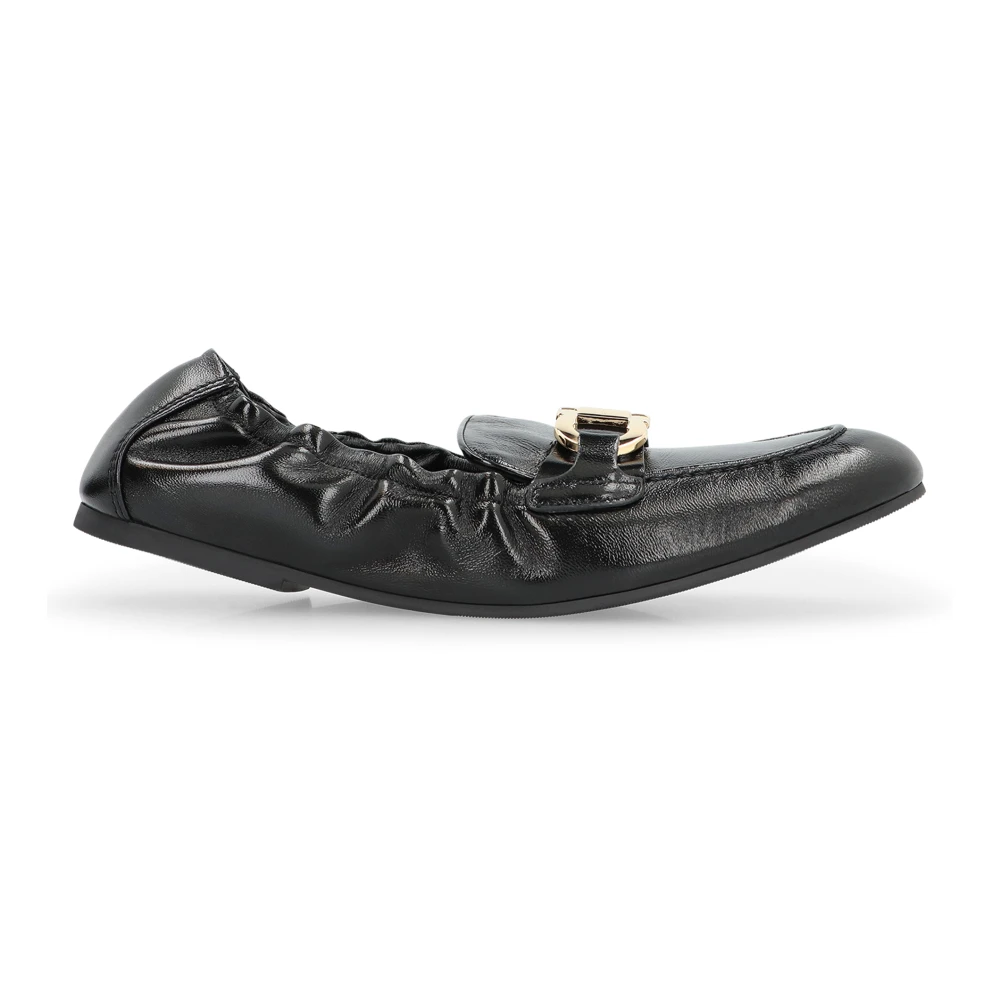 Ferragamo Women's Black Loafers, 2 1/2 Uk, Jodie Leather Loafers