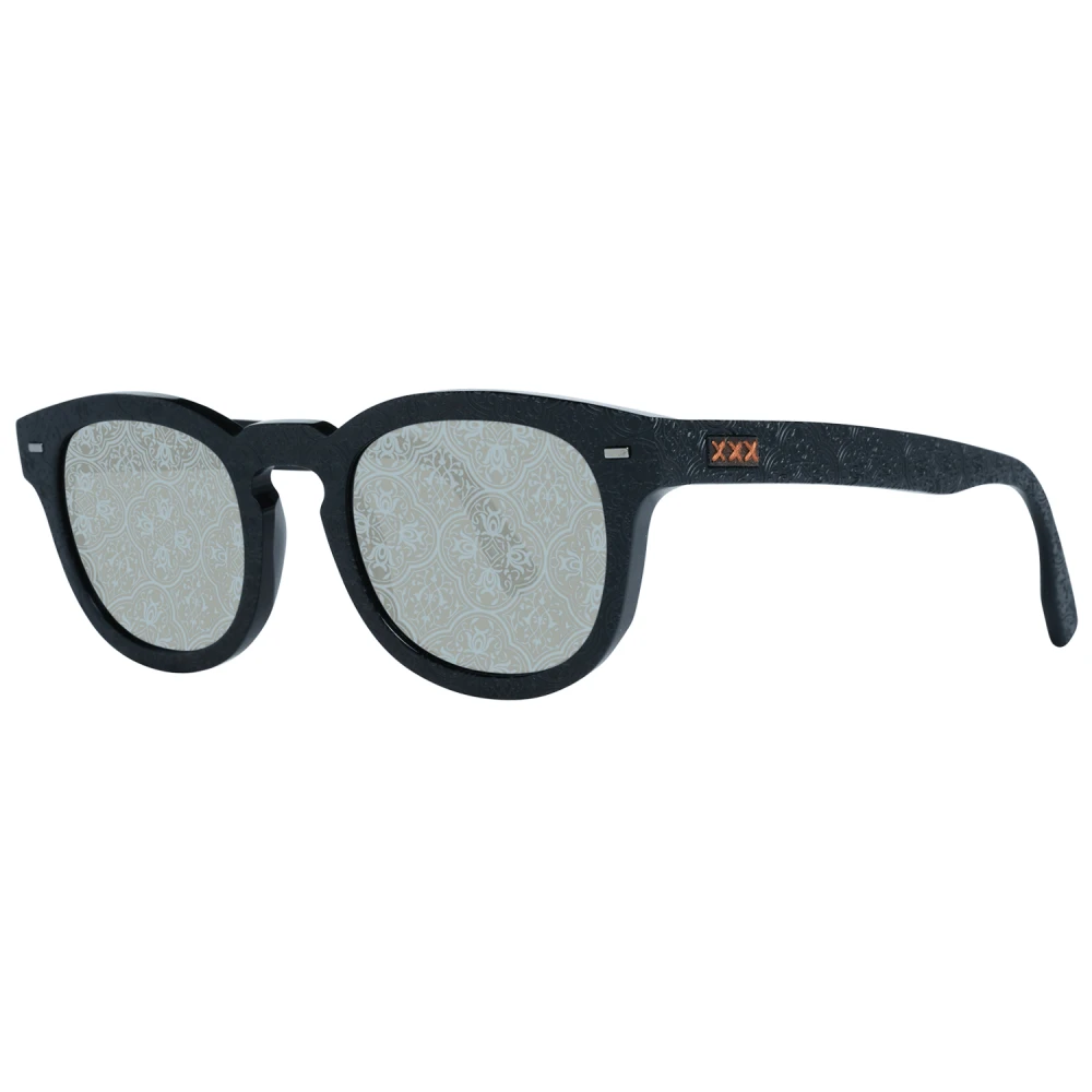 Sorte runde solbriller med speileffekt for menn