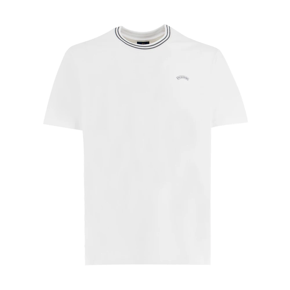 PAUL & SHARK Katoenen T-shirt met Ronde Hals en Contrasterende Strepen White Heren
