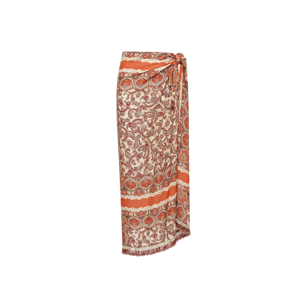 Maliparmi Women's Beige Midi Skirts, S/M, Sunset Paisley Skirt