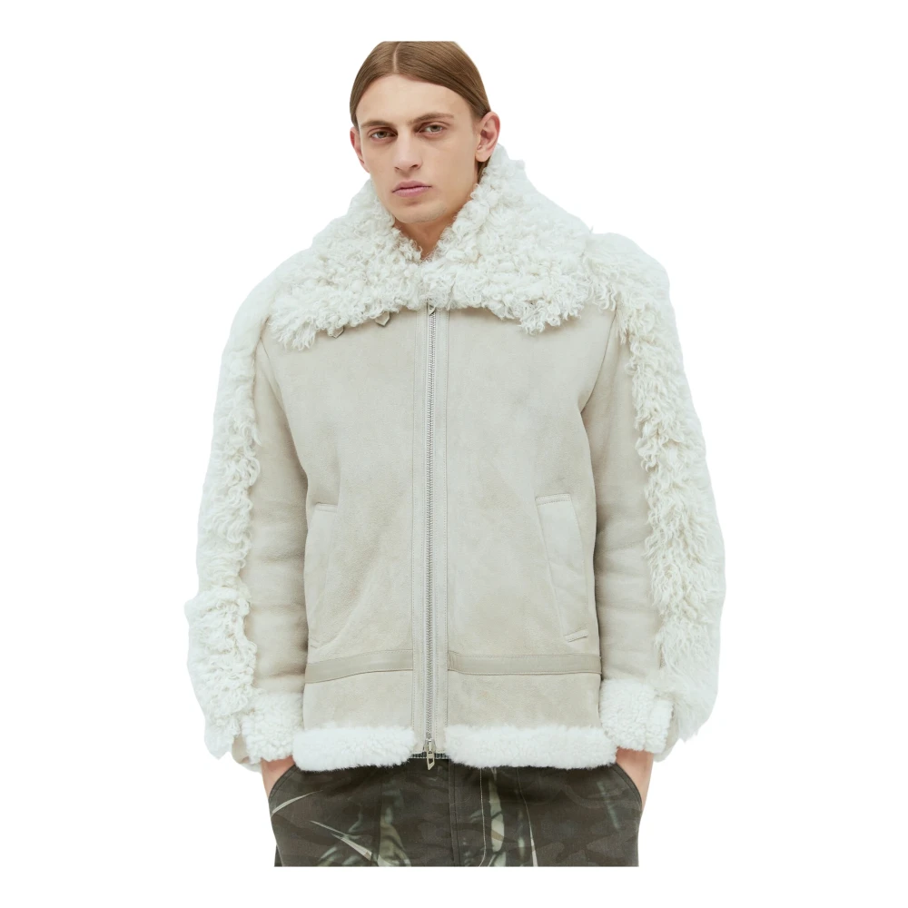 Diesel Shearling Panel Leren Jas Gray Heren