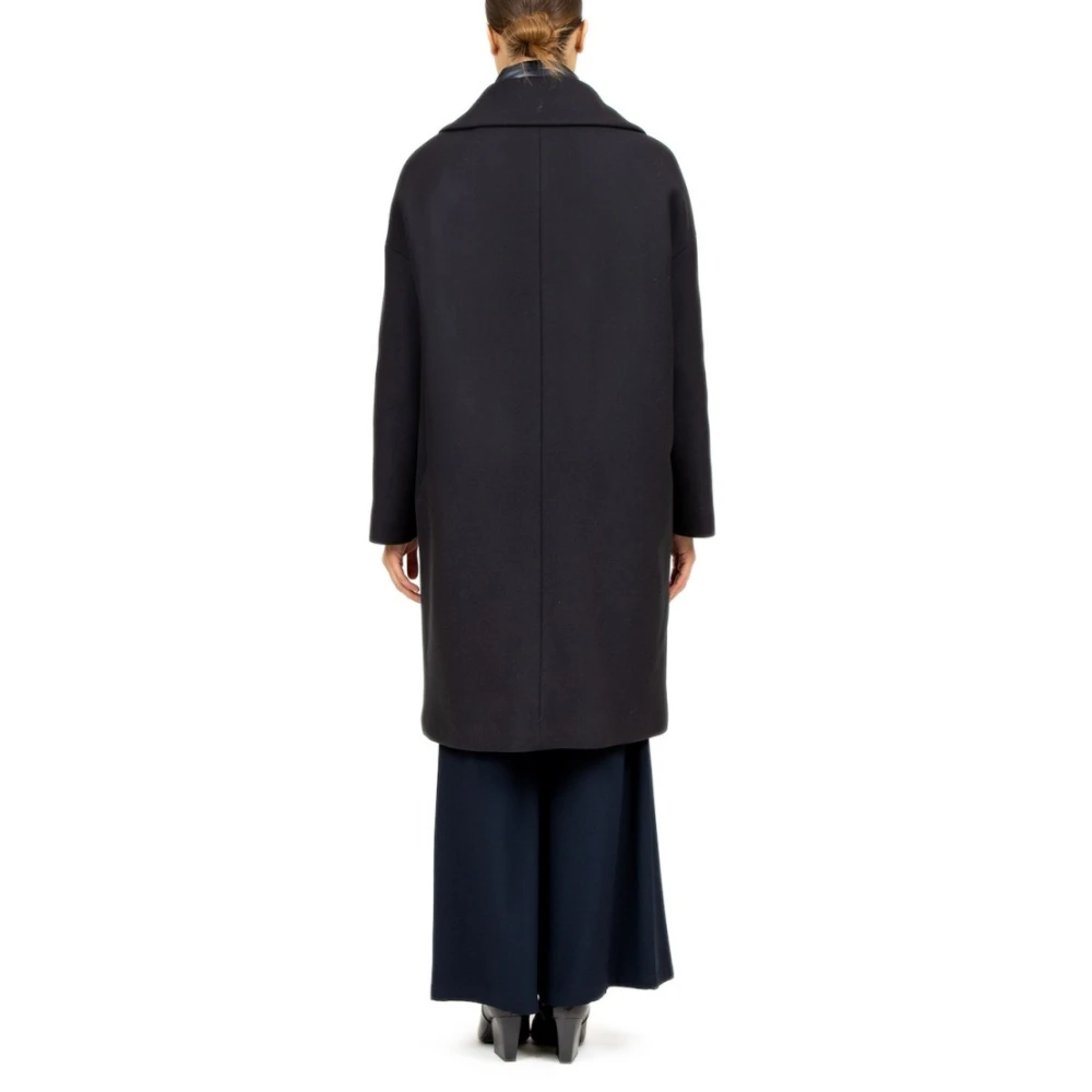 Herno Blauwe wollen jas met verwijderbare puffer Blue Dames