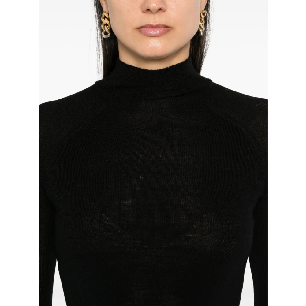 majestic filatures Zwarte Merinowol Coltrui Trui Black Dames