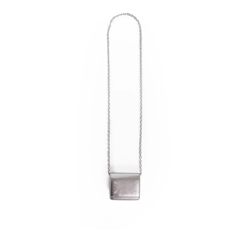 Maison Margiela Zilver Leren Ketting Portemonnee Gray Heren