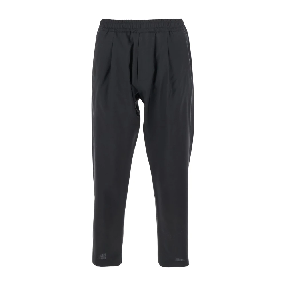 Low Brand Zwarte wollen broek met elastische taille Black Heren