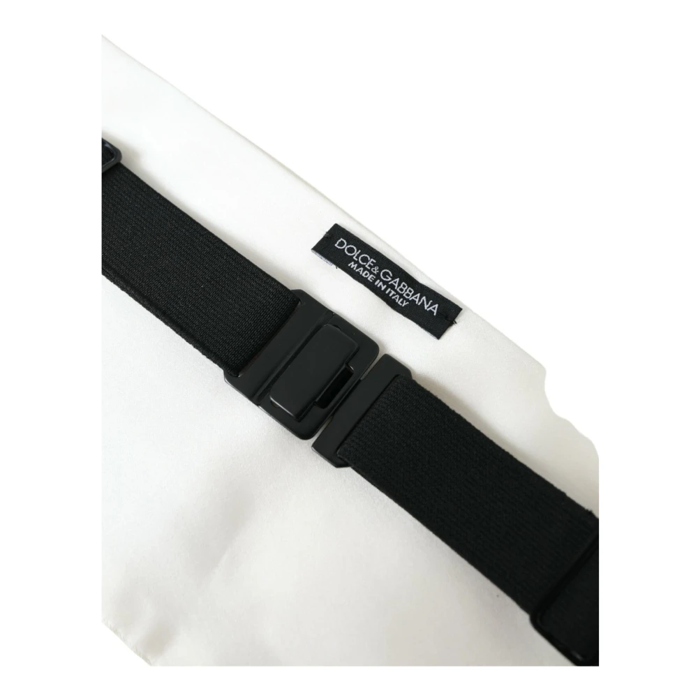 Dolce & Gabbana Witte Zijden Cummerbund met Logo Details White Heren