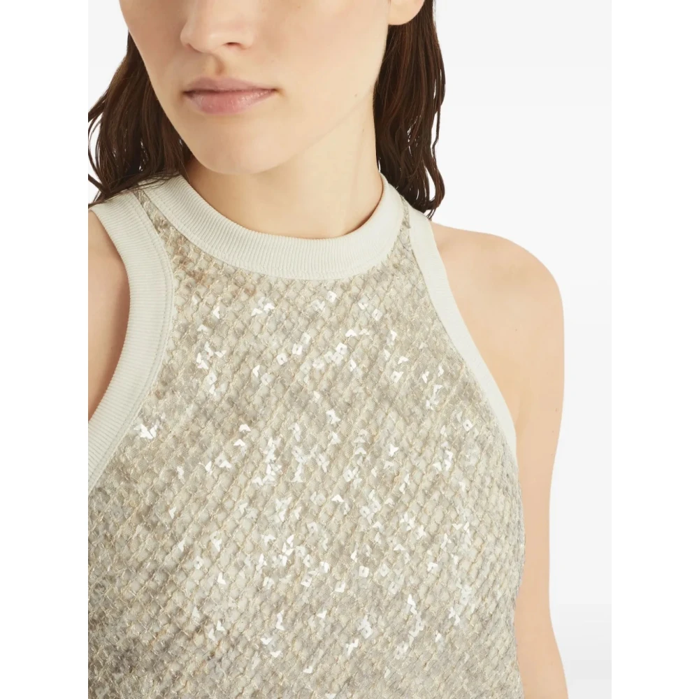 BRUNELLO CUCINELLI Luxe Crew Neck Tank Top Yellow Dames