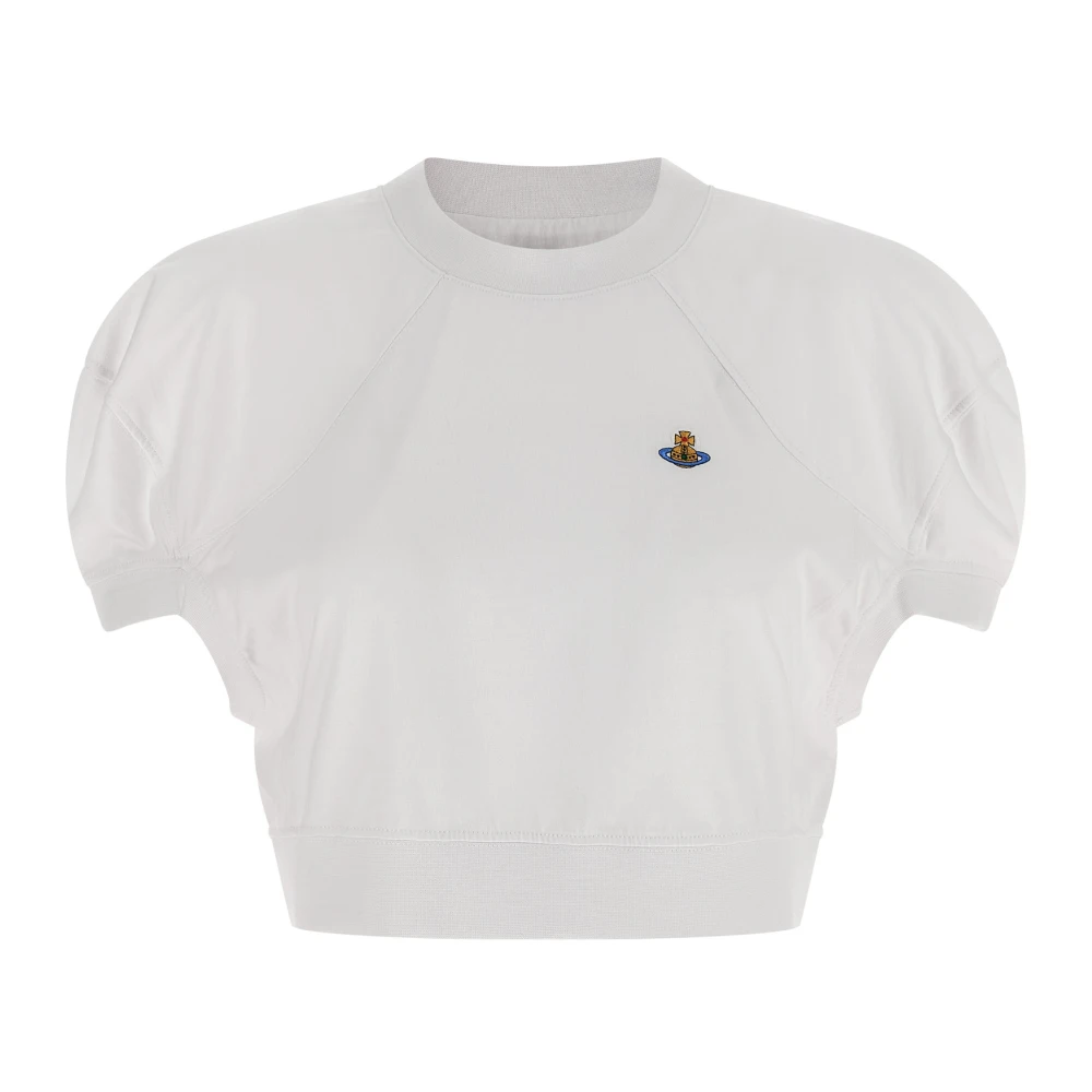 Vivienne Westwood Women's White Cropped Football T-Shirt - T-Shirts - Xs - Tops
