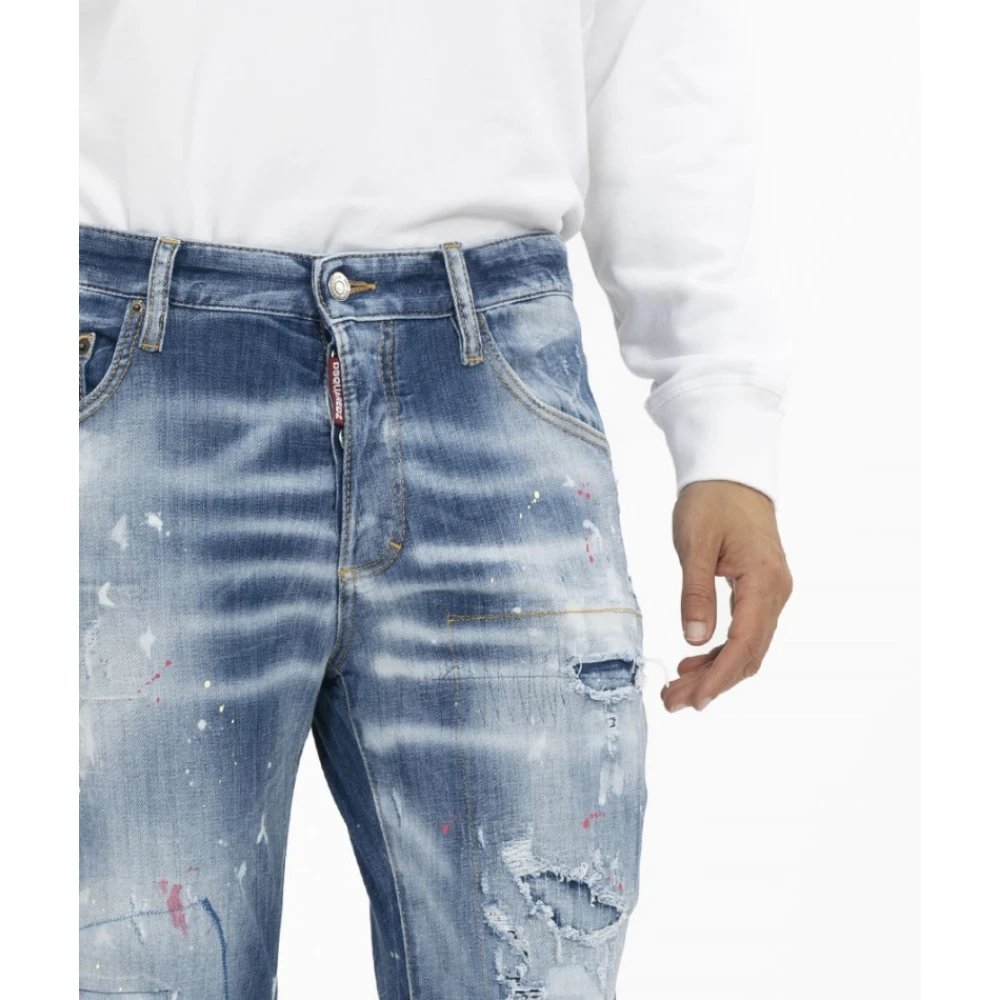 Dsquared2 Versleten Sailor Monogram Cropped Jeans Blue Heren